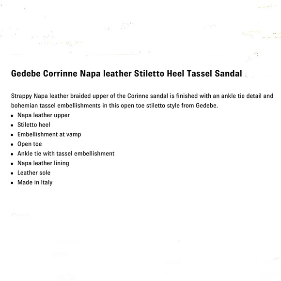 Gedebe Corinne Metallic Napa Leather Tassel Stiletto Laced Sandal - $900 NWT - Picture 5 of 5